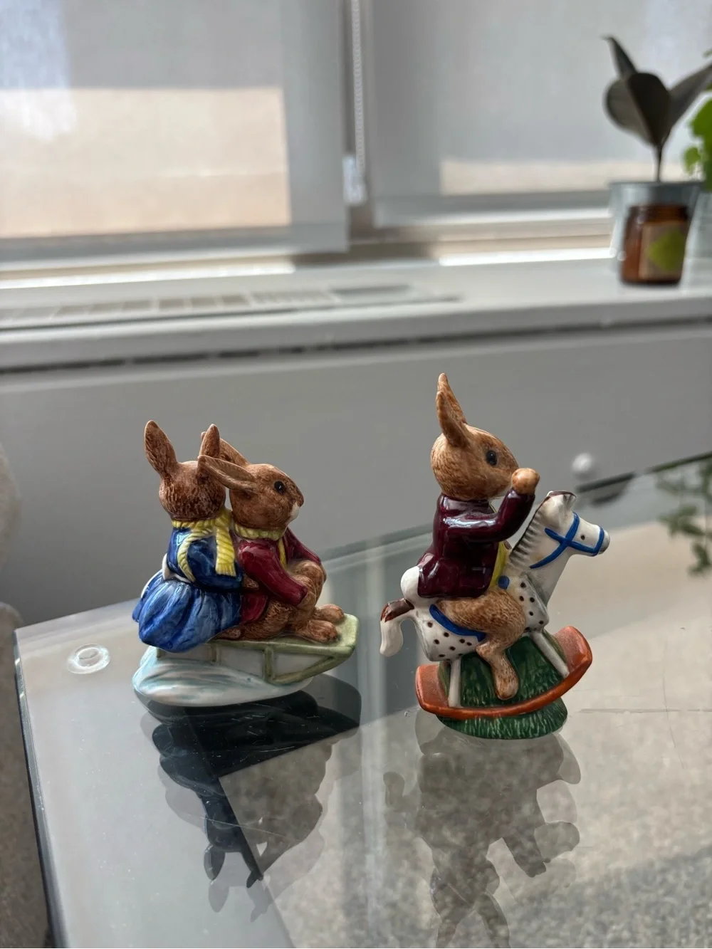 Set of (2) vintage Royal Doulton Bunnykins figurines- “Tally Ho” & “Sleigh Ride”